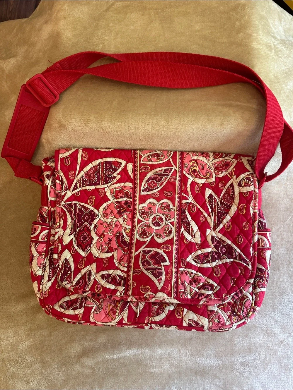 Vera Bradley Quilted Paisley Crossbody in Red and Pink